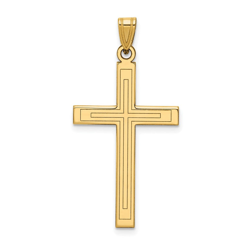 14K Gelbgold 14K Massiv Lasergraviert Geätzt Kreuz Anhänger
