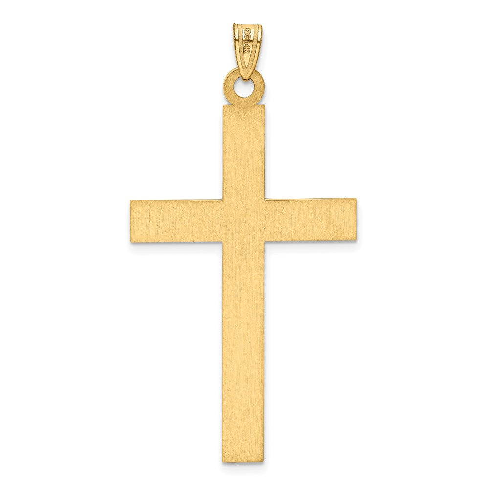 14K Gelbgold 14K Massiv Lasergraviert Geätzt Kreuz Anhänger