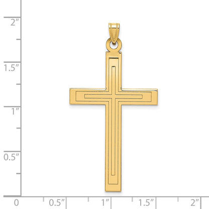 14K Gelbgold 14K Massiv Lasergraviert Geätzt Kreuz Anhänger