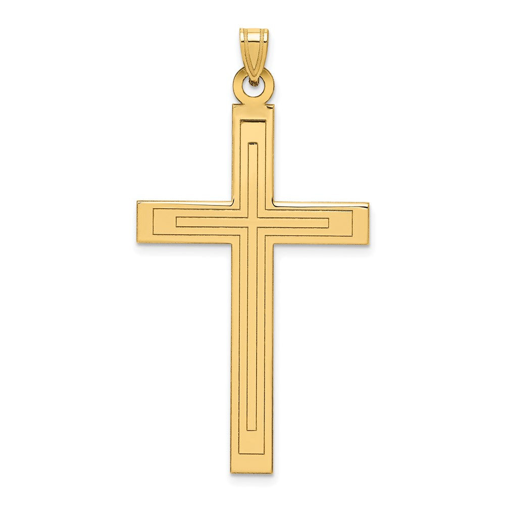 14K Gelbgold 14K Massiv Lasergraviert Geätzt Kreuz Anhänger