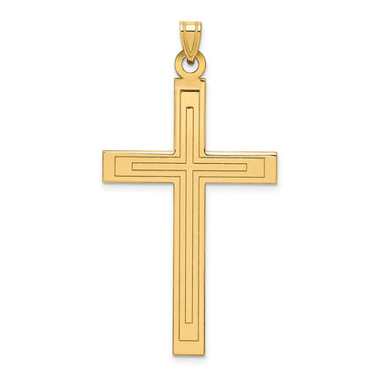 14K Gelbgold 14K Massiv Lasergraviert Geätzt Kreuz Anhänger