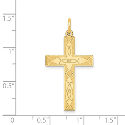 14K Gelbgold 14K Lasergraviert Ichthus Kreuz Anhänger