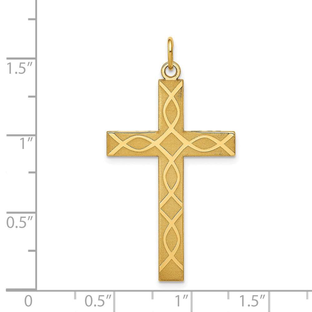 14K Gelbgold 14K Lasergraviert Kreuz Anhänger
