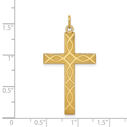 14K Gelbgold 14K Lasergraviert Kreuz Anhänger