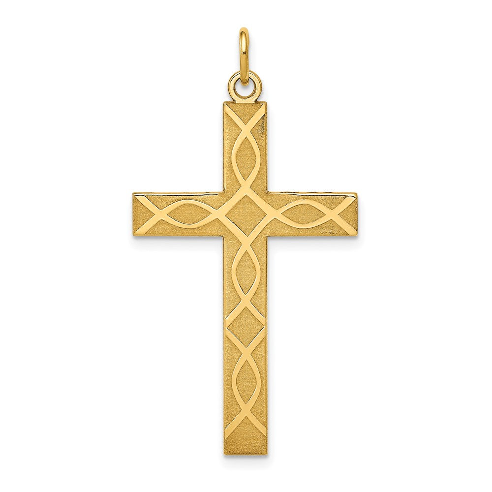 14K Gelbgold 14K Lasergraviert Kreuz Anhänger