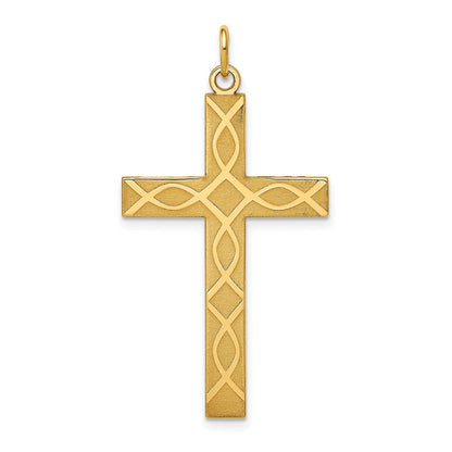 14K Gelbgold 14K Lasergraviert Kreuz Anhänger