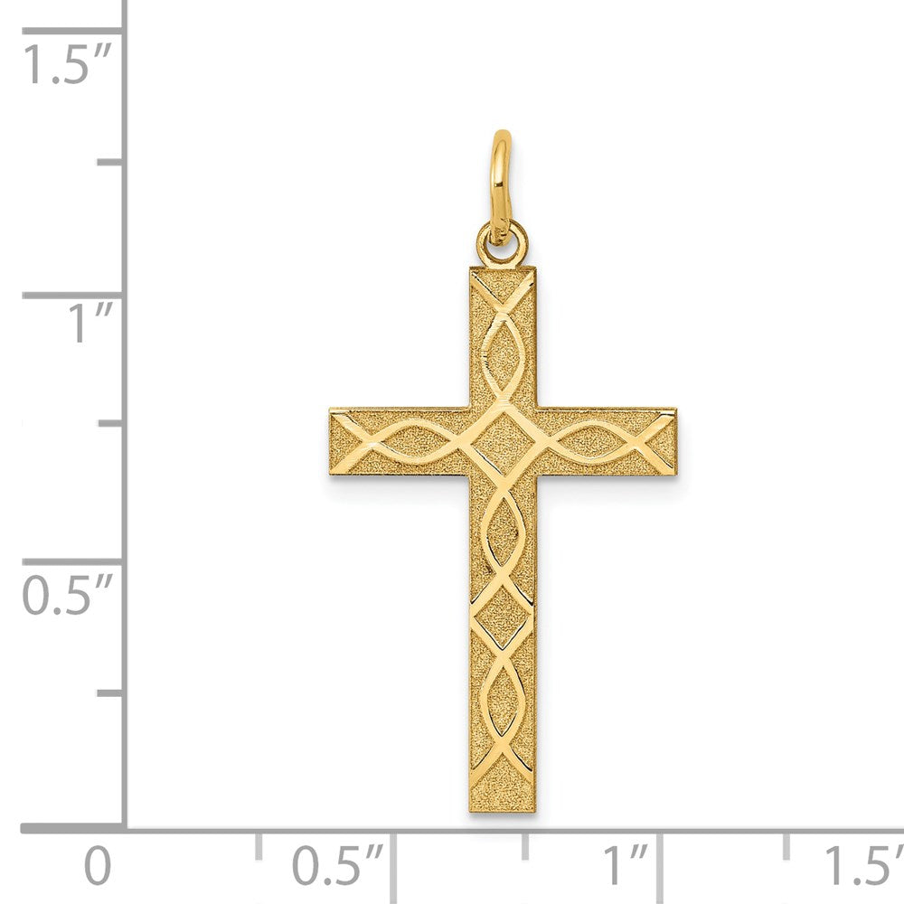 14K Gelbgold 14K Lasergraviert Kreuz Anhänger