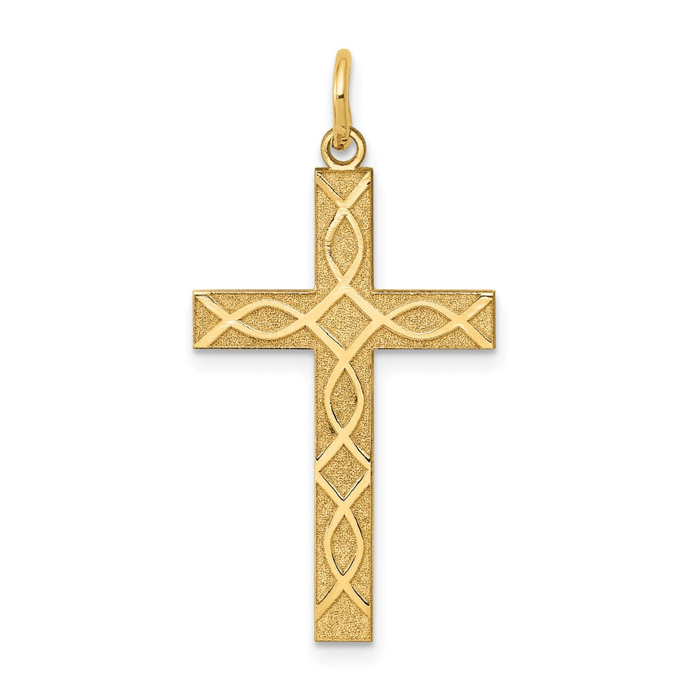 14K Gelbgold 14K Lasergraviert Kreuz Anhänger