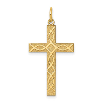 14K Gelbgold 14K Lasergraviert Kreuz Anhänger