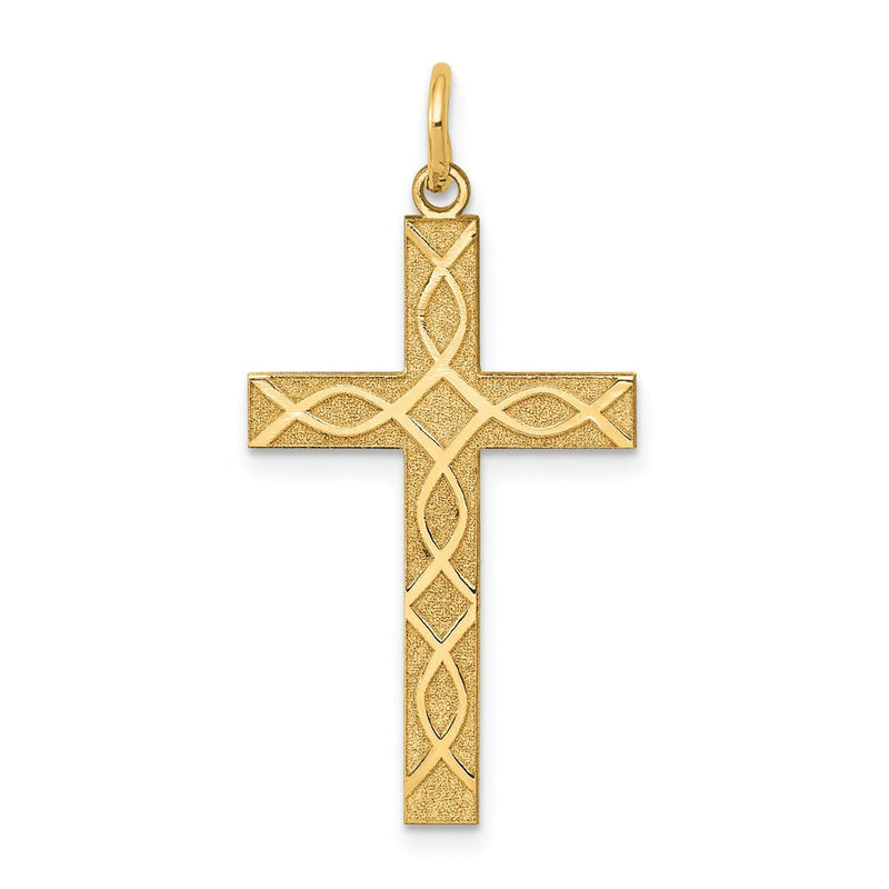 14K Gelbgold 14K Lasergraviert Kreuz Anhänger