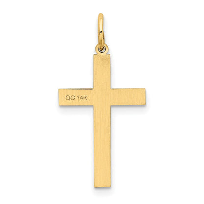 14K Gelbgold 14K Lasergraviert Kreuz Charm