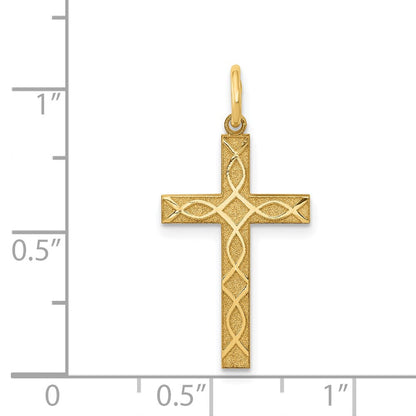 14K Gelbgold 14K Lasergraviert Kreuz Charm