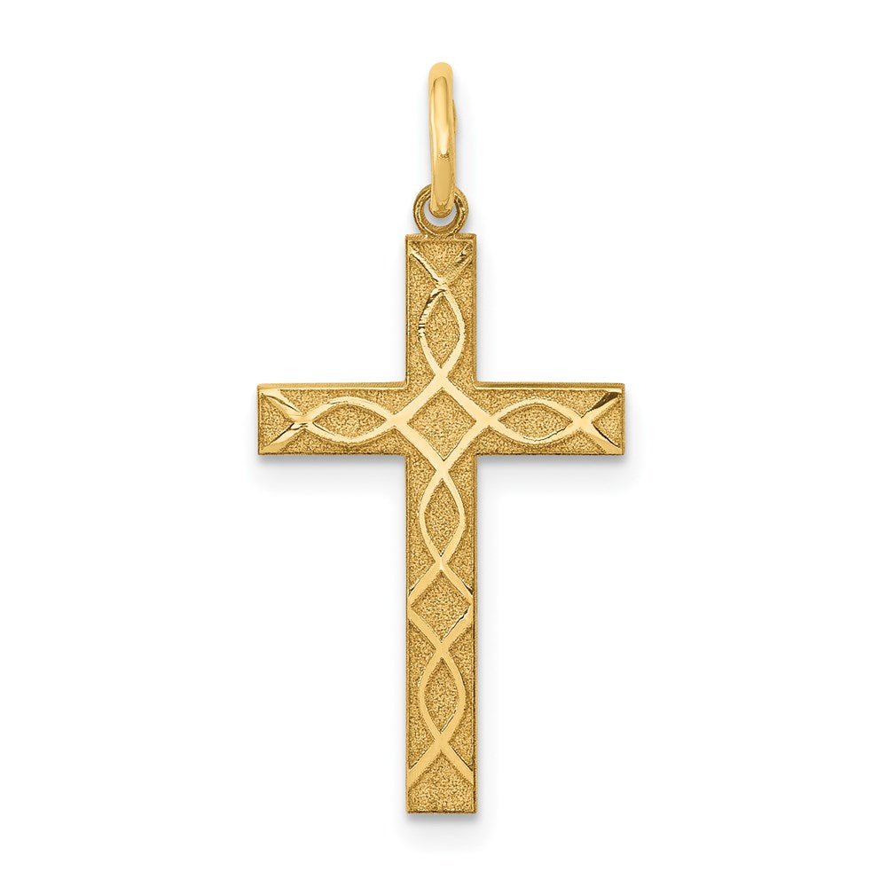 14K Gelbgold 14K Lasergraviert Kreuz Charm