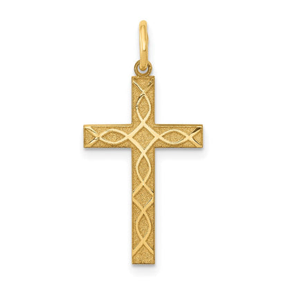 14K Gelbgold 14K Lasergraviert Kreuz Charm