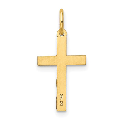 14K Gelbgold 14K Lasergraviert Kreuz Charm
