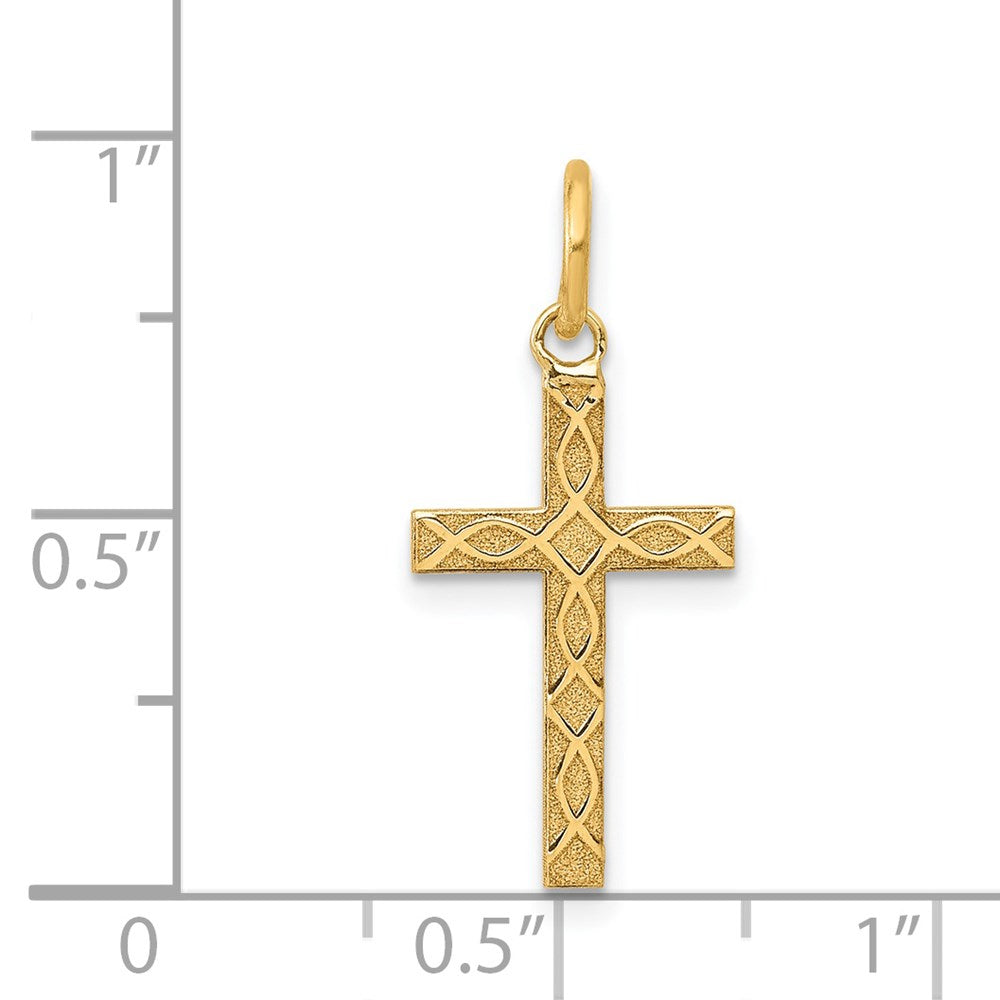 14K Gelbgold 14K Lasergraviert Kreuz Charm