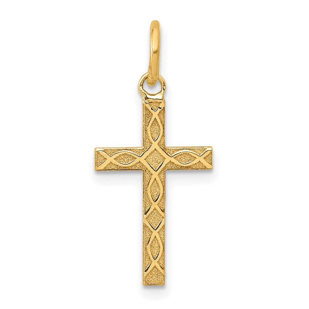 14K Gelbgold 14K Lasergraviert Kreuz Charm