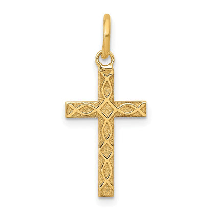 14K Gelbgold 14K Lasergraviert Kreuz Charm