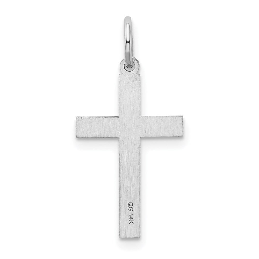 14K Weißgold 14K Weißgold Lasergraviert Kreuz Charm