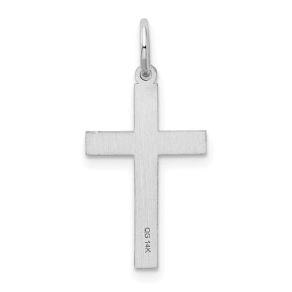 14K Weißgold 14K Weißgold Lasergraviert Kreuz Charm