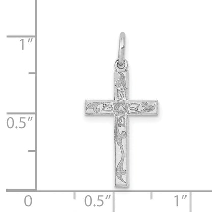 14K Weißgold 14K Weißgold Lasergraviert Kreuz Charm