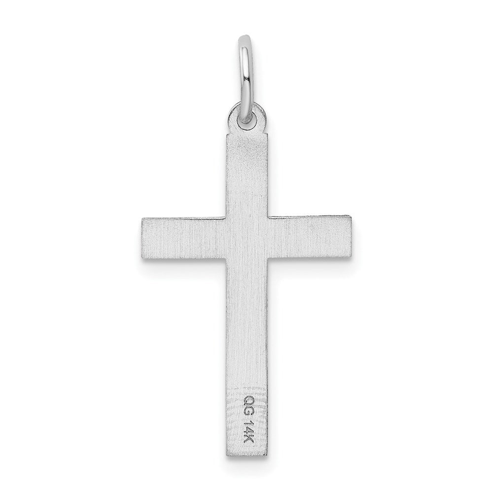 14K Weißgold 14K Weißgold Lasergraviert Kreuz Charm