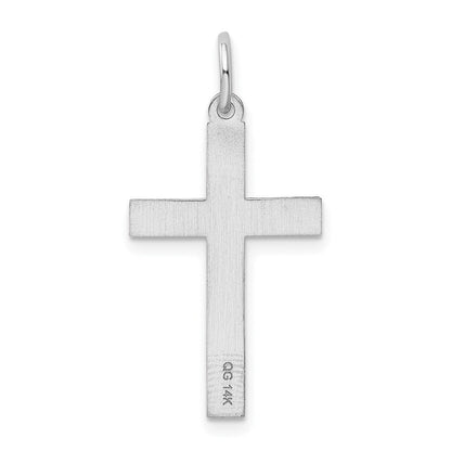14K Weißgold 14K Weißgold Lasergraviert Kreuz Charm