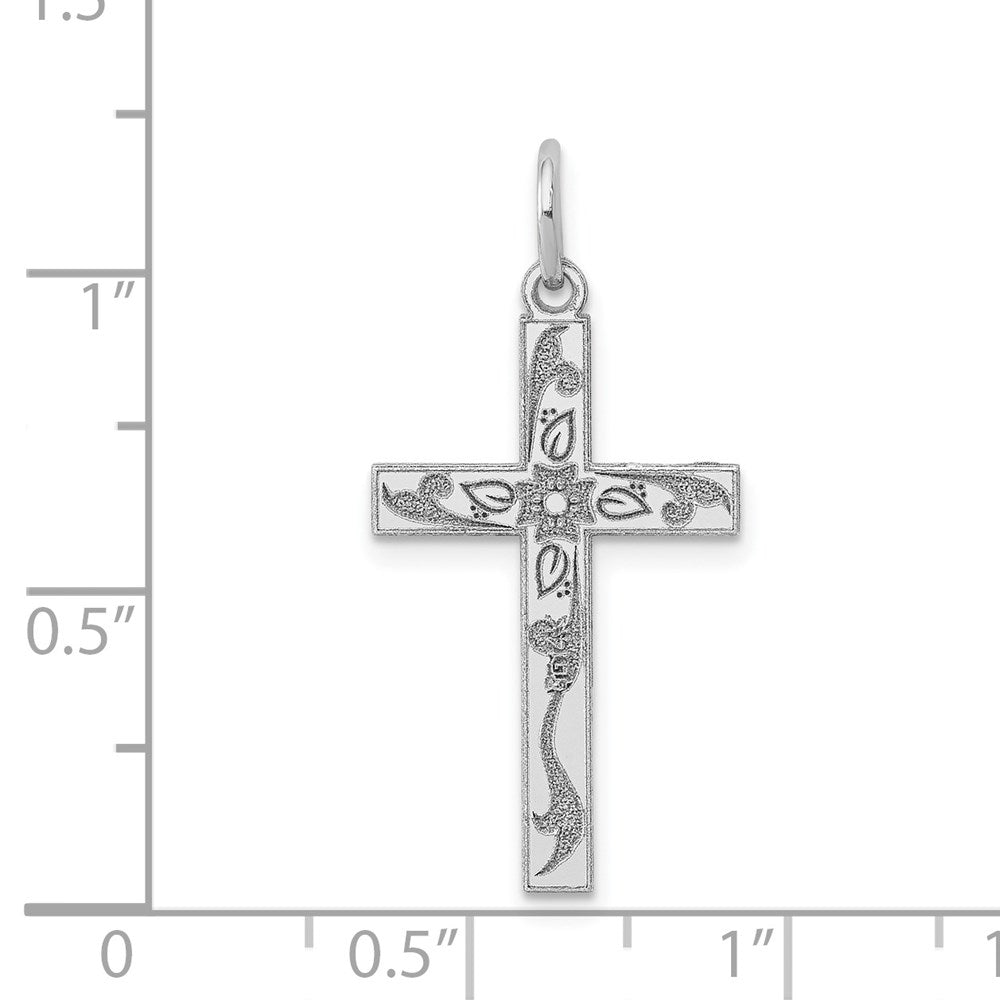 14K Weißgold 14K Weißgold Lasergraviert Kreuz Charm