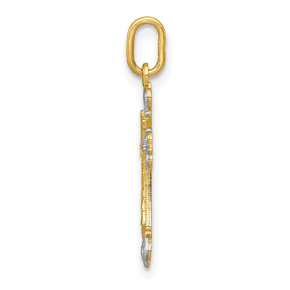 14K Gelb & Rhodium 14K mit Rhodium Kreuz Charm