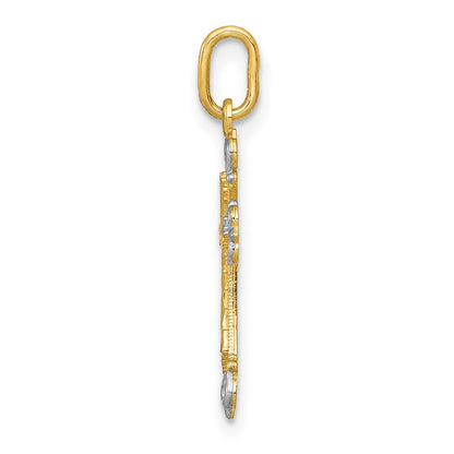 14K Gelb & Rhodium 14K mit Rhodium Kreuz Charm