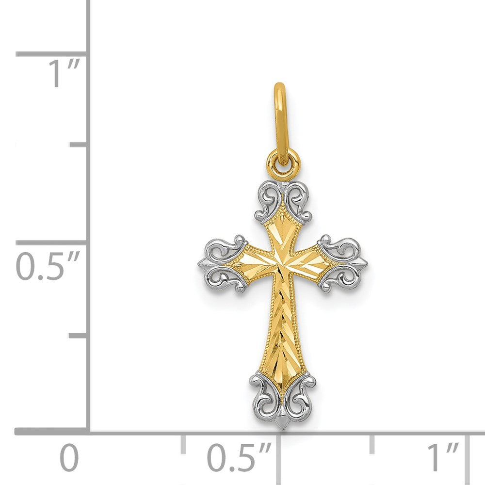 14K Gelb & Rhodium 14K mit Rhodium Kreuz Charm
