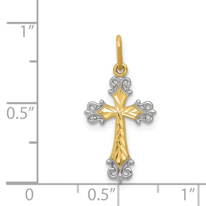 14K Gelb & Rhodium 14K mit Rhodium Kreuz Charm