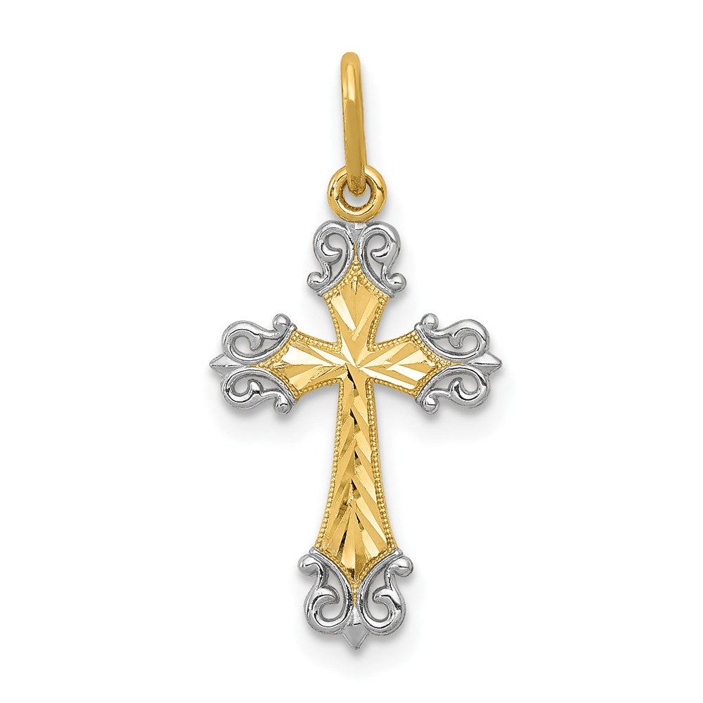 14K Gelb & Rhodium 14K mit Rhodium Kreuz Charm