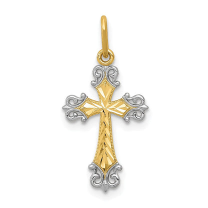 14K Gelb & Rhodium 14K mit Rhodium Kreuz Charm