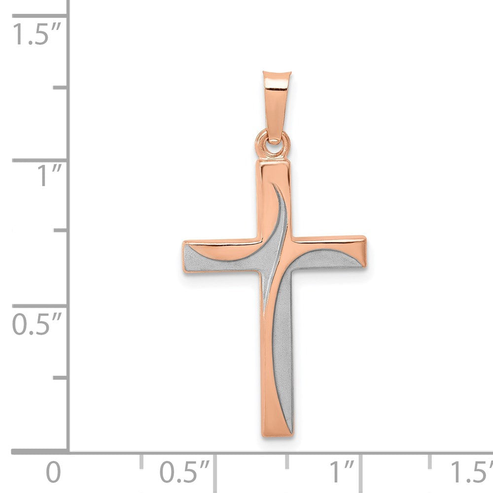 14K Roségold 14K Roségold Rhodium Hohl Kreuz Anhänger