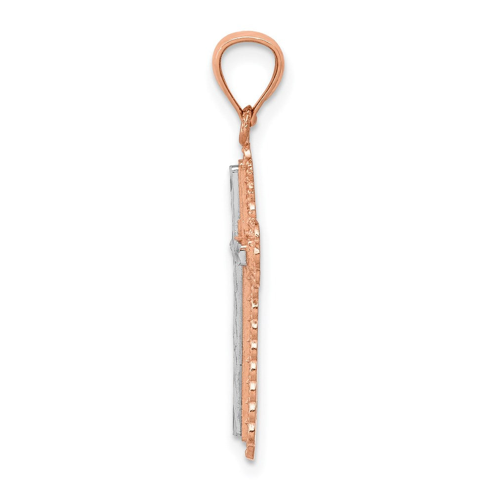14K Roségold 14K Roségold Rhodium Diamantiert Kreuz Anhänger