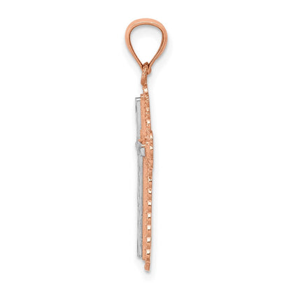 14K Roségold 14K Roségold Rhodium Diamantiert Kreuz Anhänger
