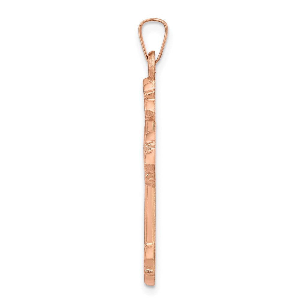14K Roségold 14K Roségold Fleur De Lis Kreuz Anhänger