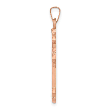 14K Roségold 14K Roségold Fleur De Lis Kreuz Anhänger