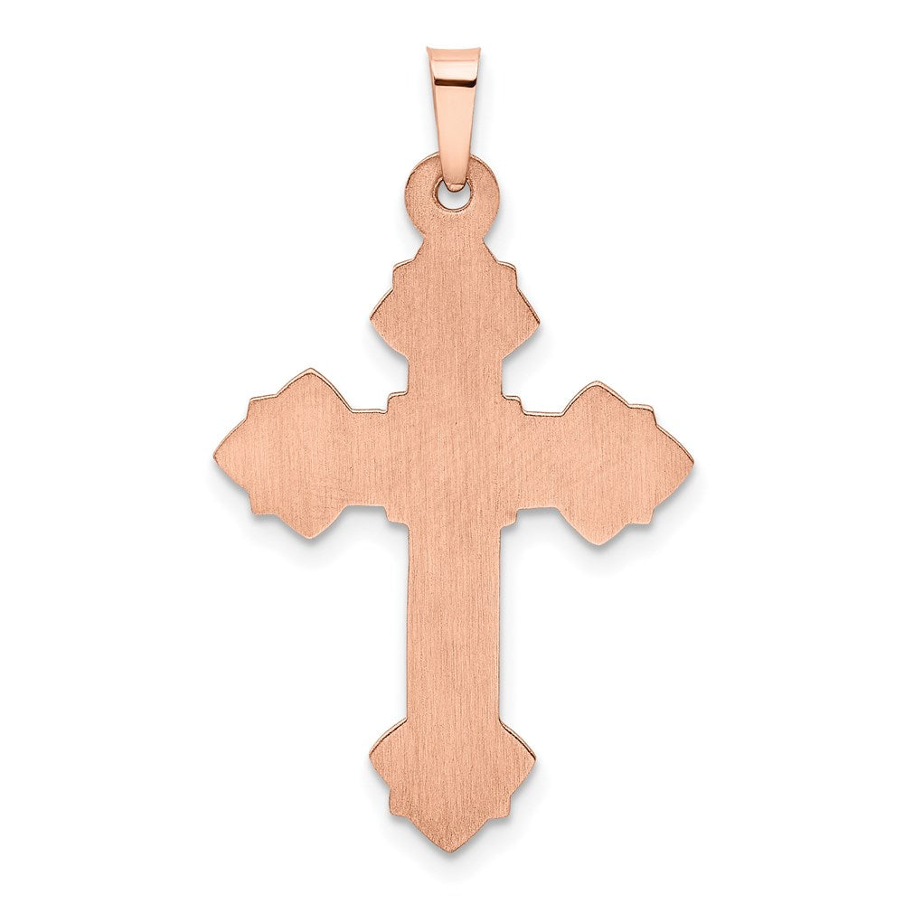 14K Roségold 14K Roségold Fleur De Lis Kreuz Anhänger