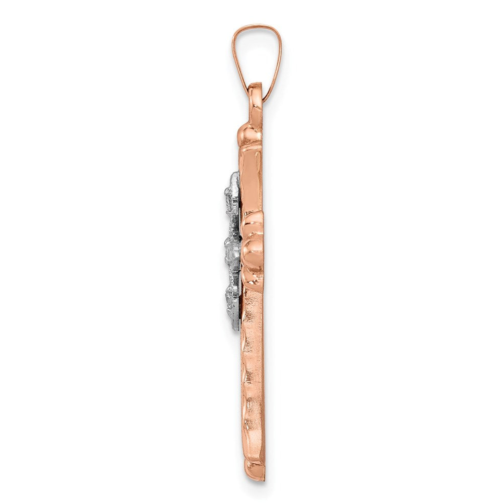 14K Zweifarbiger Diamant-Kreuzanhänger
