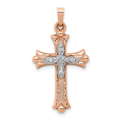 14K Zweifarbiger Diamant-Kreuzanhänger