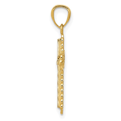 14K Gelb & Rhodium 14K mit Rhodium Diamantiert Kreuz Anhänger