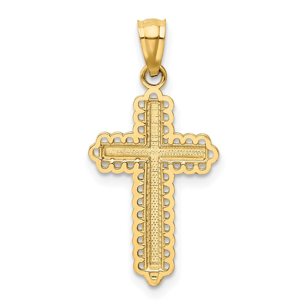 14K Gelb & Rhodium 14K mit Rhodium Diamantiert Kreuz Anhänger
