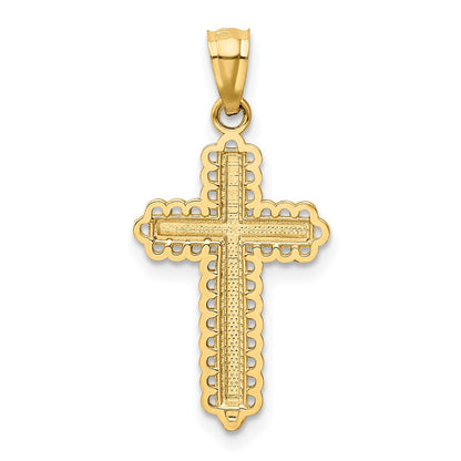 14K Gelb & Rhodium 14K mit Rhodium Diamantiert Kreuz Anhänger