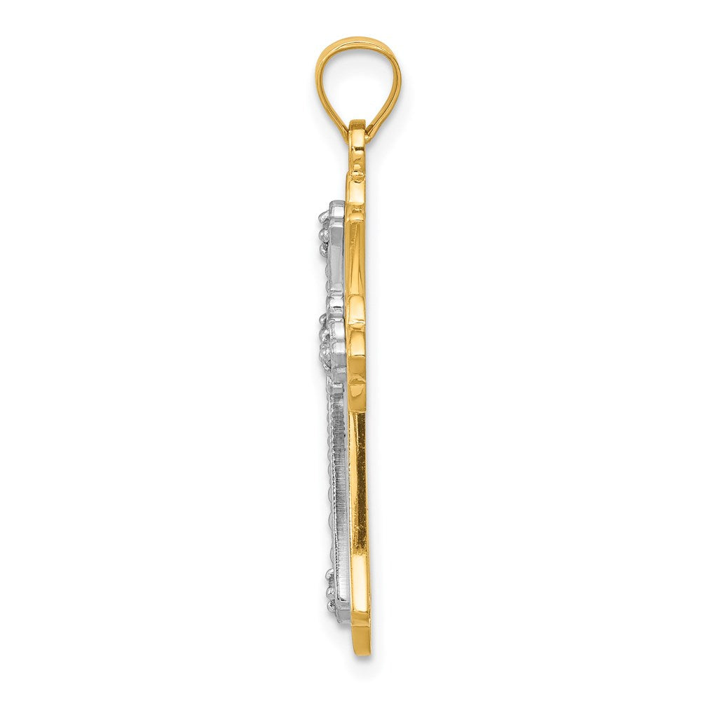 14K Diamant-Kreuzanhänger, rhodiniert