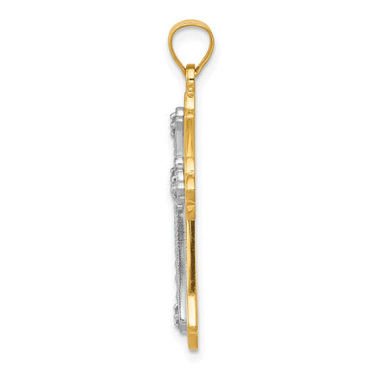 14K Diamant-Kreuzanhänger, rhodiniert