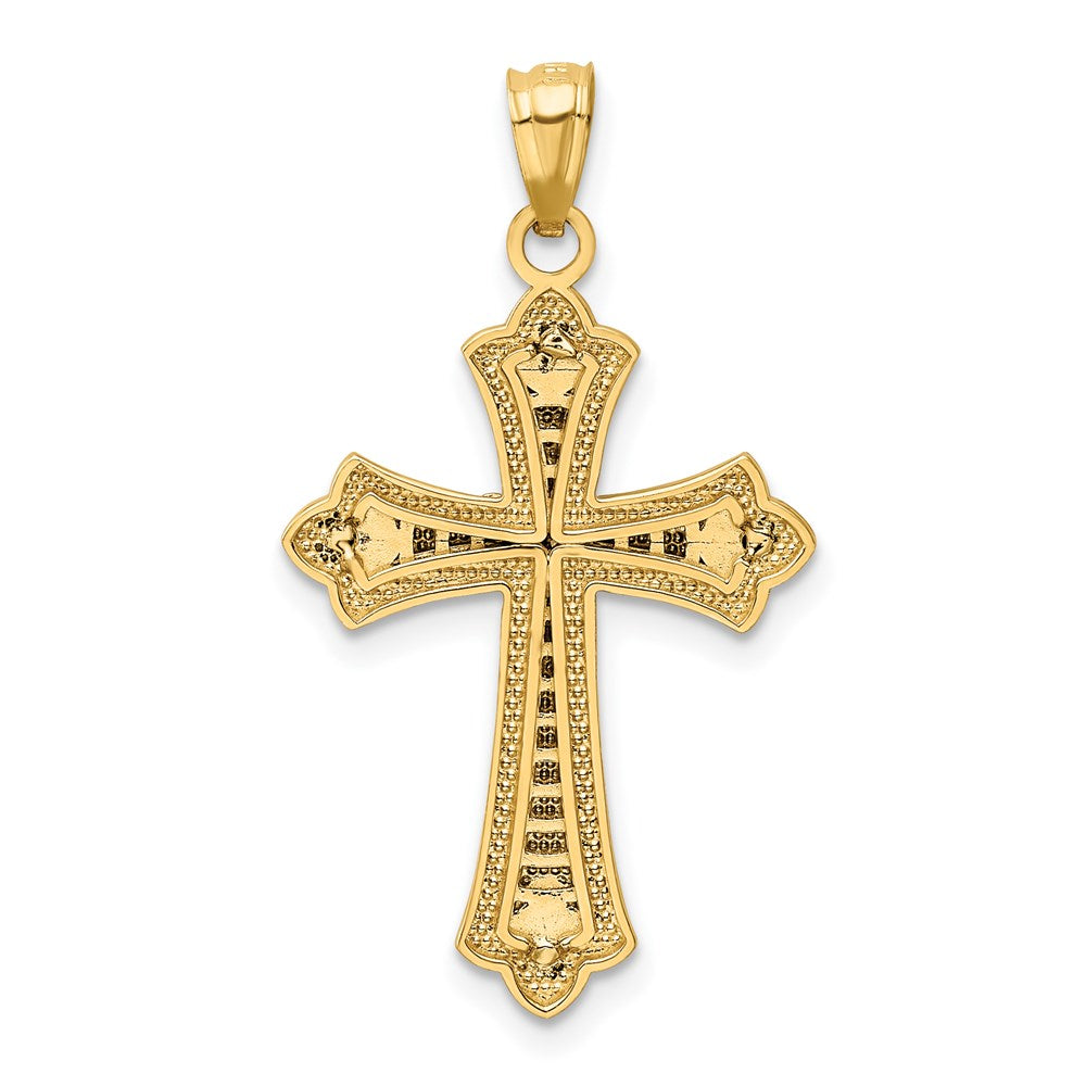 14K Diamant-Kreuzanhänger, rhodiniert