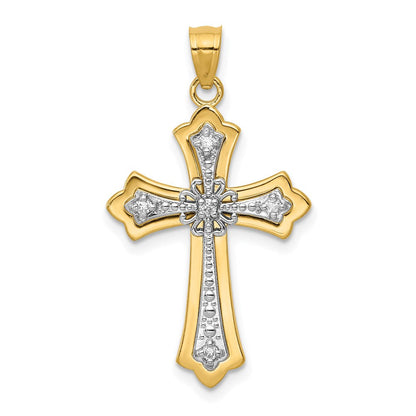 14K Diamant-Kreuzanhänger, rhodiniert