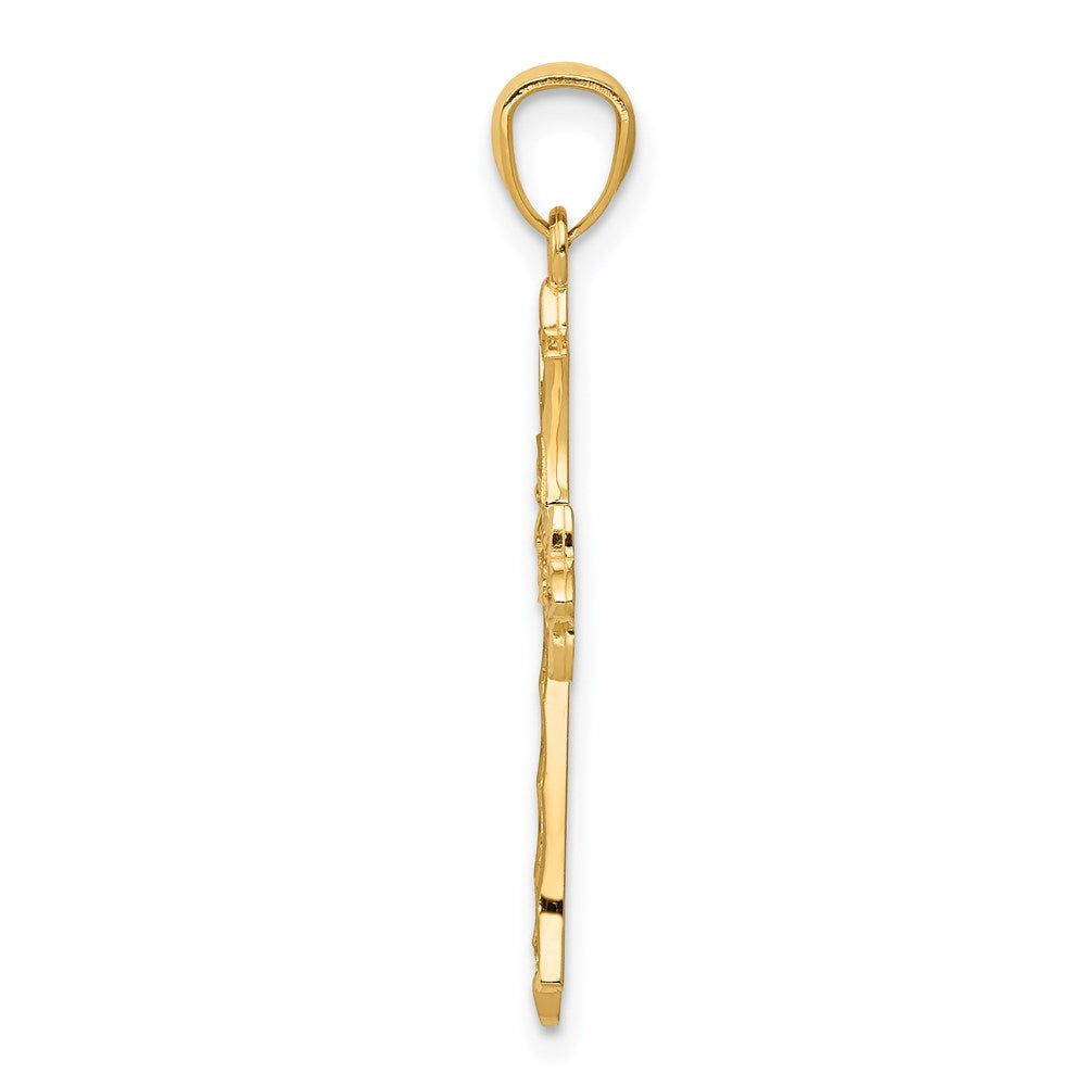 14K Gelbgold Diamant-Kreuz-Anhänger